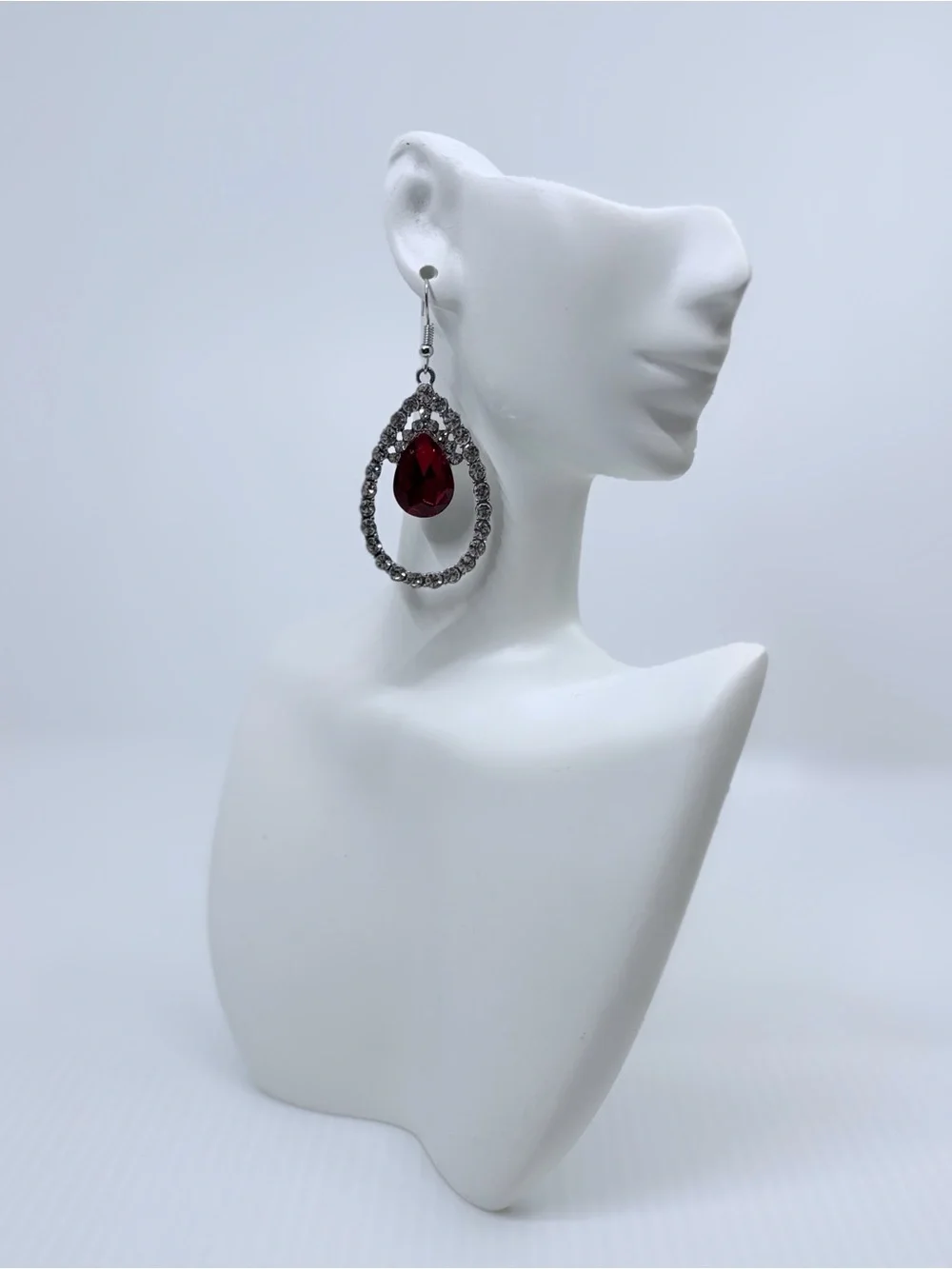 Red Teardrop Crystal Drop Earrings